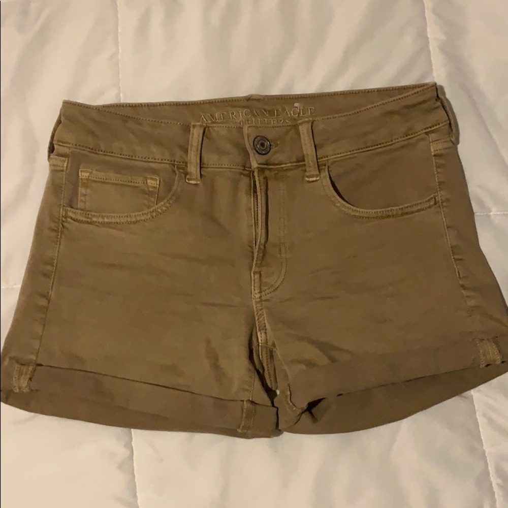 American eagle khaki midi shorts